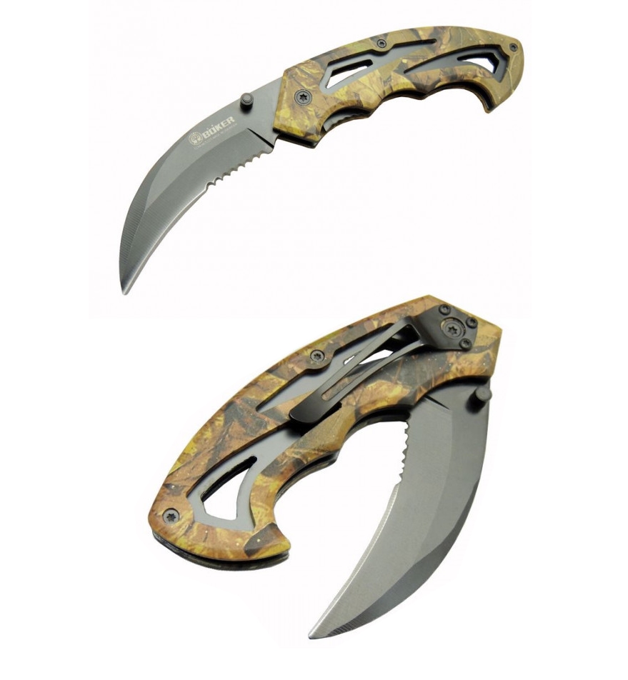 Böker 2-6-19cm Kemer Taşıma Klipsli Karambit Çakı