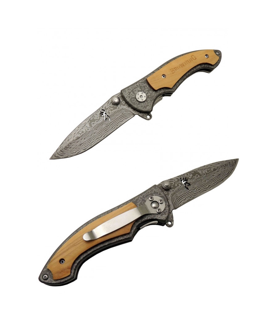 Browning 2-31 DMS 19.5cm Damascus Taşıma Klipsli Çakı