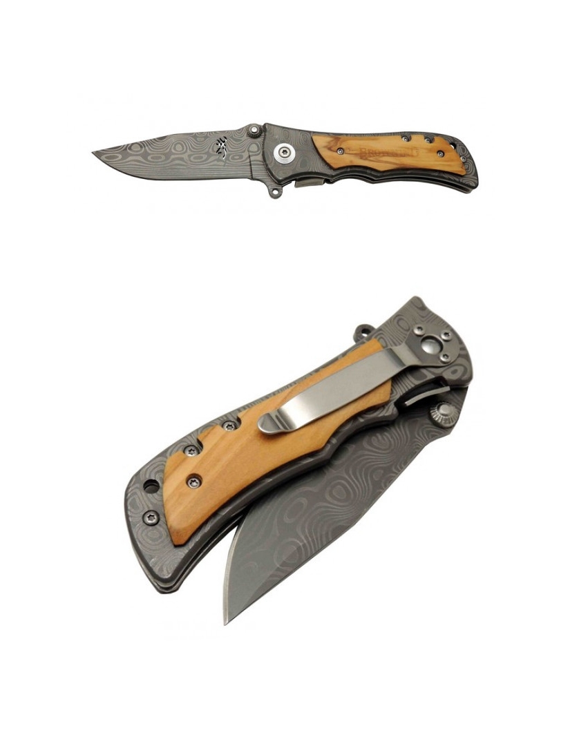 Browning 2-32 DMS 20cm Damascus Taşıma Klipsli Çakı