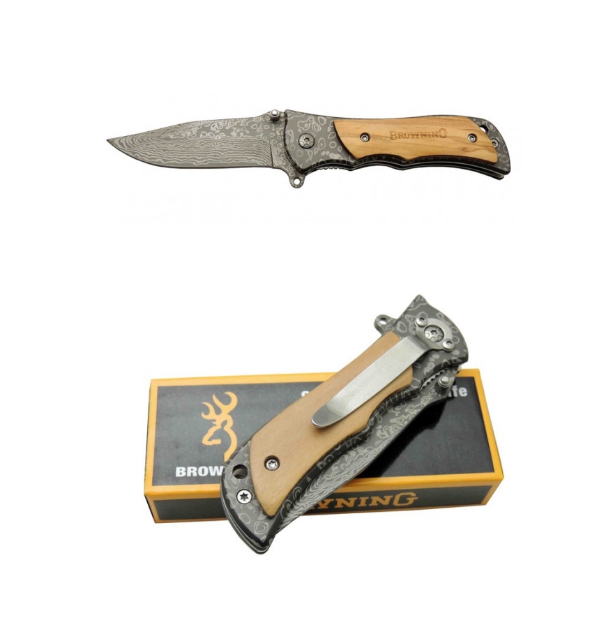 Browning 2-35 16 CM Taşıma Klipsli Kilitli Mini Damascus Çakı