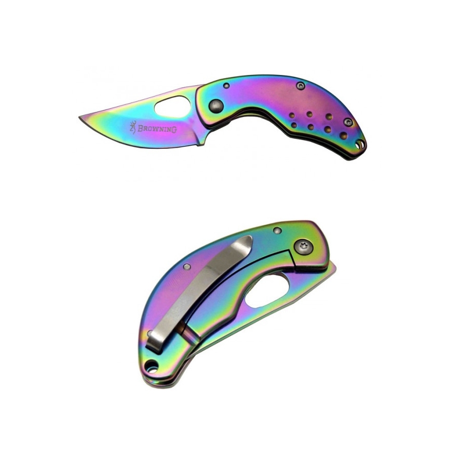 Browning 3-1 12 CM Çakı Gökkuşağı Mini Taşıma Klipsli Çakı