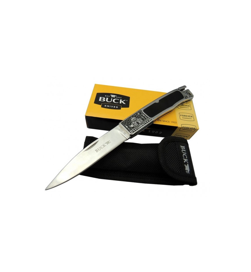 Buck BK-001BK Gravür İşlemeli 23cm Kemerde Taşıma Klipsli Çakı