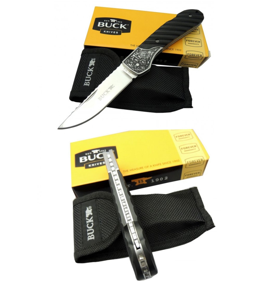 Buck BK-014BK Gravür İşlemeli 20cm Kemerde Taşıma Klipsli Çakı