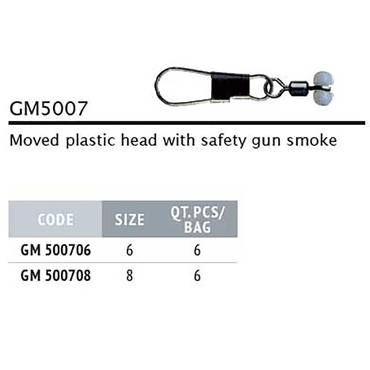Colmic Moved Plastic Head with Safety Snap 6P
