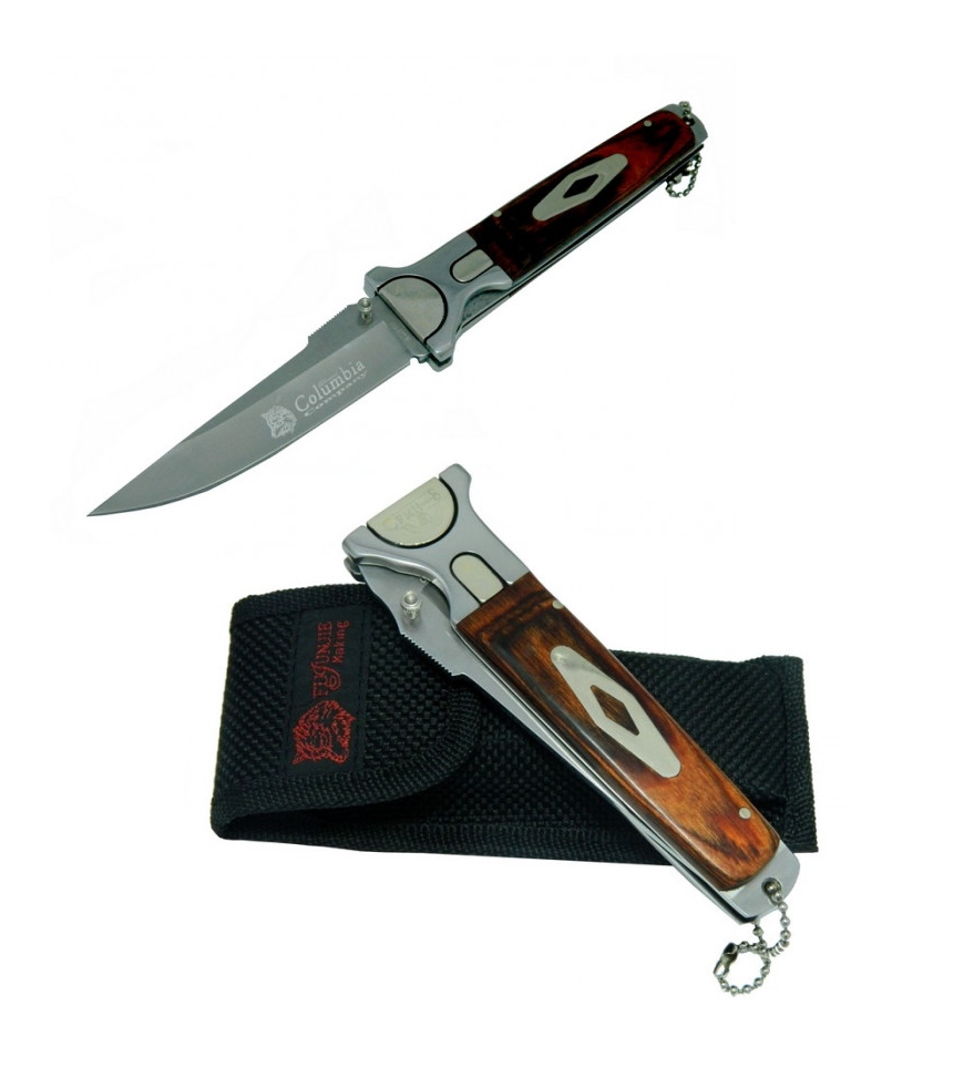 Columbia A-1194 Ahşap Kabza 23cm Kılıflı Çakı