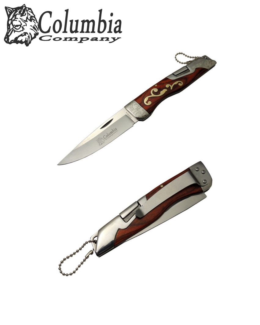 Columbia C-3946-A 16.5 CM İşlemeli Taşıma Klipsli Emniyet Kilitli Çakı