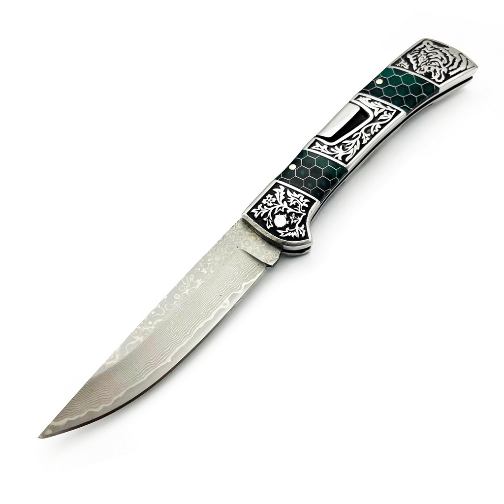Columbia DB-3159-C 22 CM Gravür İşlemeli Damascus Çakı