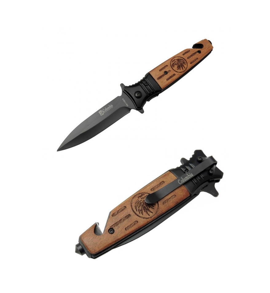 Columbia FS-1102-3 20.5cm Ahşap Kurt Kabzeli Kurtarma Çakısı