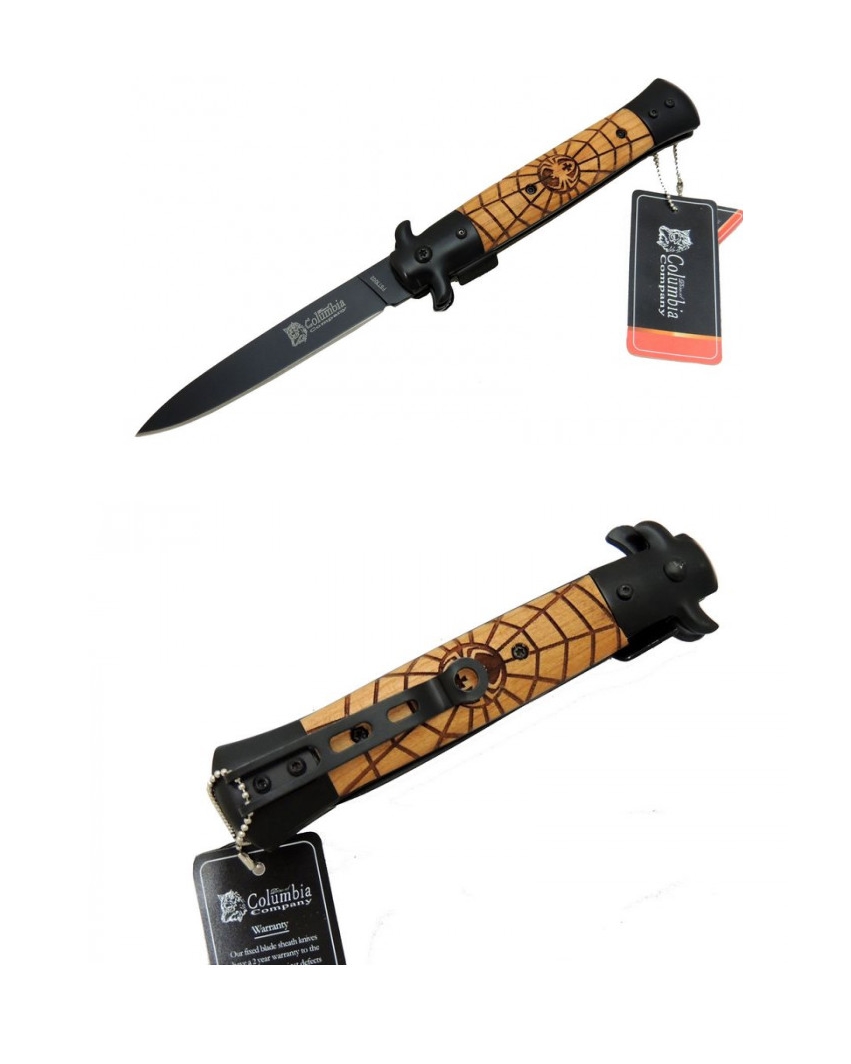 Columbia FS-1245-4 23cm Örümcek İşlemeli Ahşap İtalyan Çakı