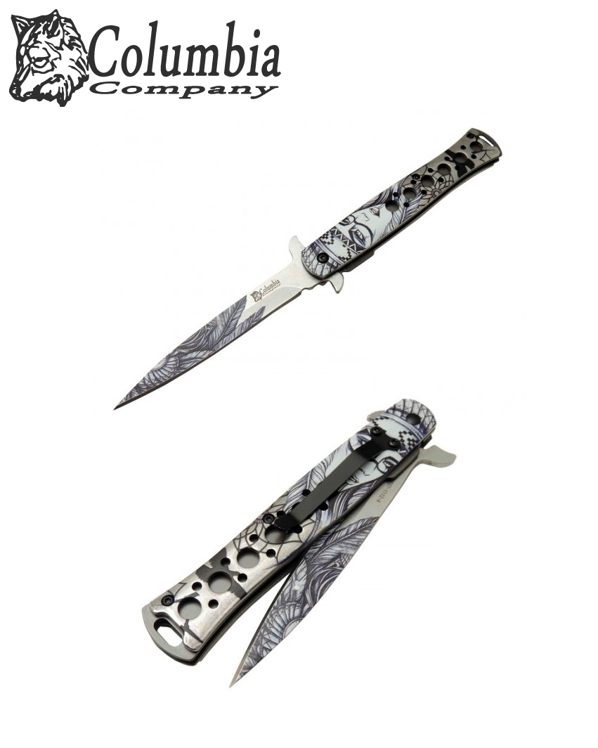 Columbia FST-1112-A 23 CM Apaçhi Kız Kaplama Taşıma Klipsli Fantazi Çakı