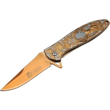 Columbia FX-2410-B 17 CM Gold Emniyet Kilitli Geyikli Çakı