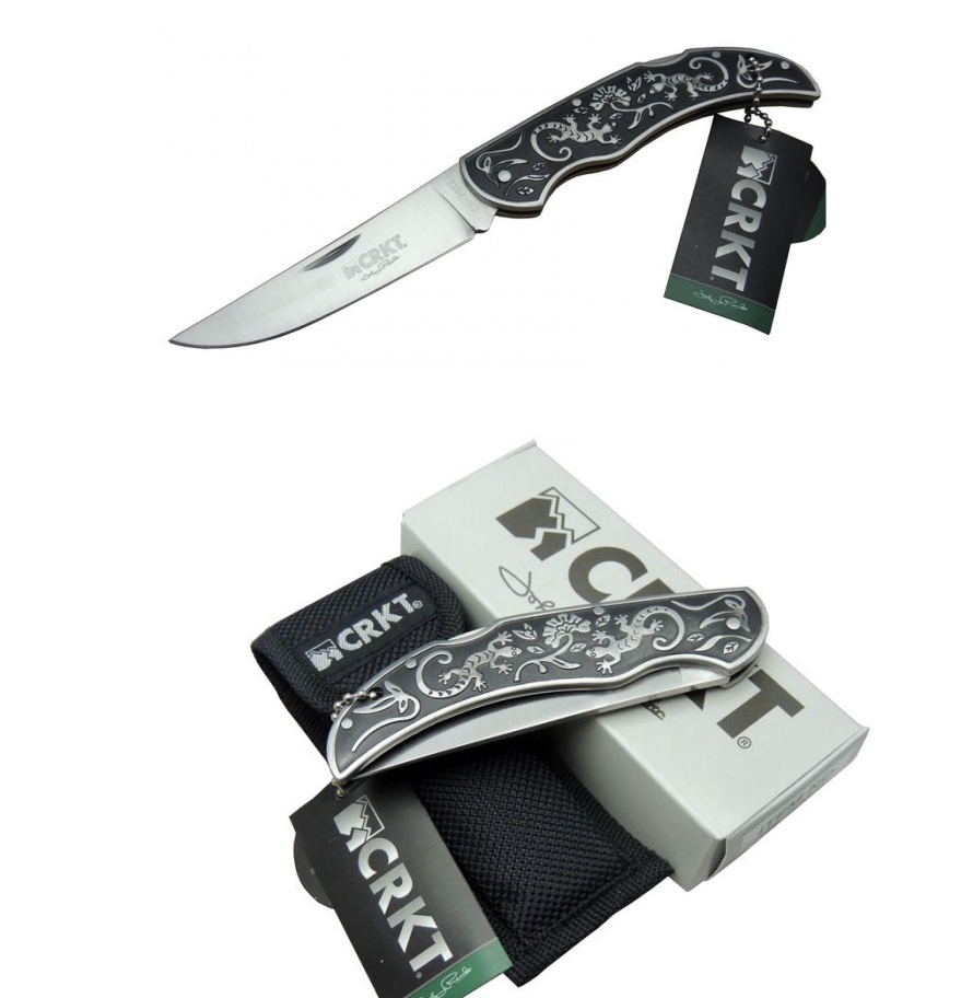 CRKT CR-F817 21CM Gravür Kertenkele İşlemeli Taşıma Klipsli Emniyet Kilitli Çakı