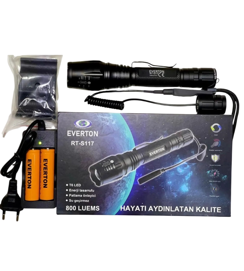 Everton RT-S117 800 Luems Su Geçirmez Tüfek Feneri