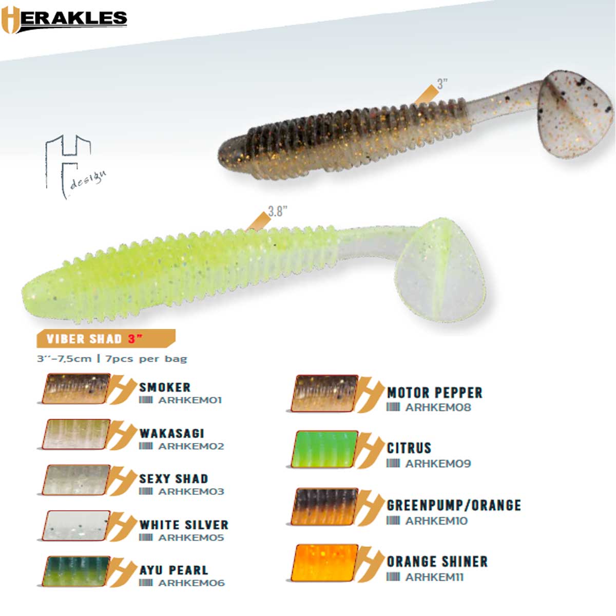 Herakles Viber Shad 9.5 cm 7 Adet Silikon Yem