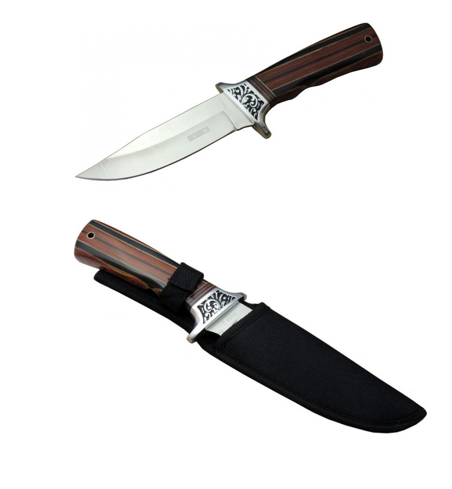 Lanmark A058-1 26.5cm Kılıflı Ahşap Kabzeli Baslanmaz Av Bıçağı