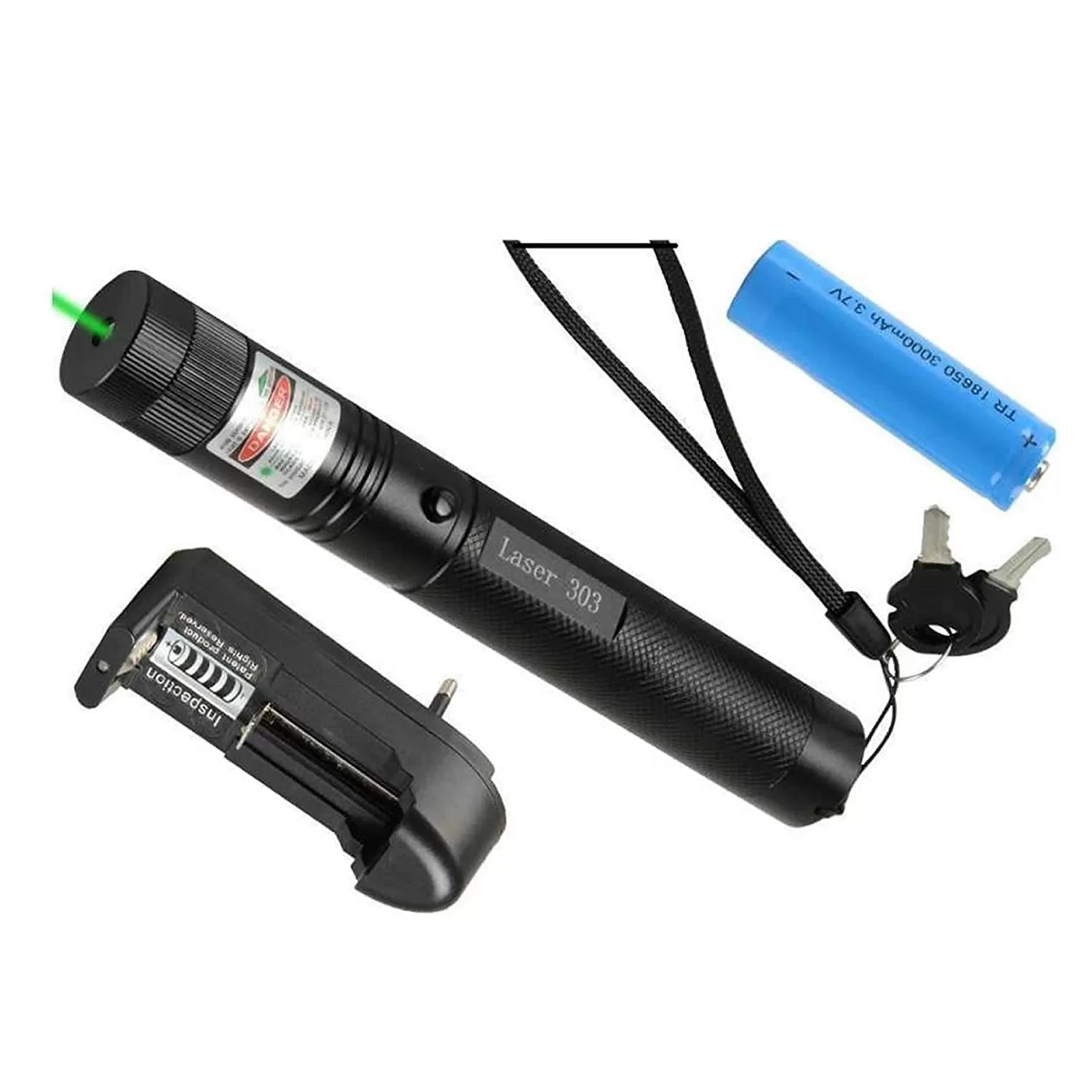 Laser YF-303 Şarjlı Anahtar Emniyetli Yeşil Lazer Pointer Yüksek Güçlü Lazer Işaretçisi