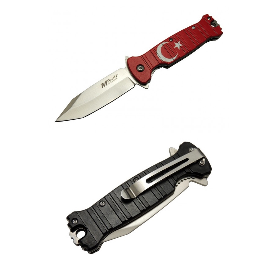 Mtech 4-8-4 21.5 CM Türk Ay Yıldızlı Taşıma Klipsli Kilitli Çakı