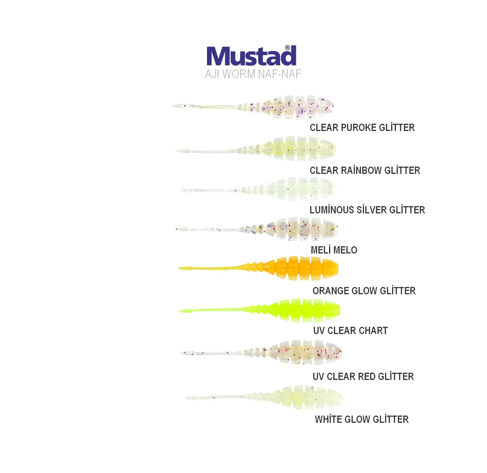 Mustad Aji Worm Naf-Naf 50mm 14 Adet LRF Sahte Kurt
