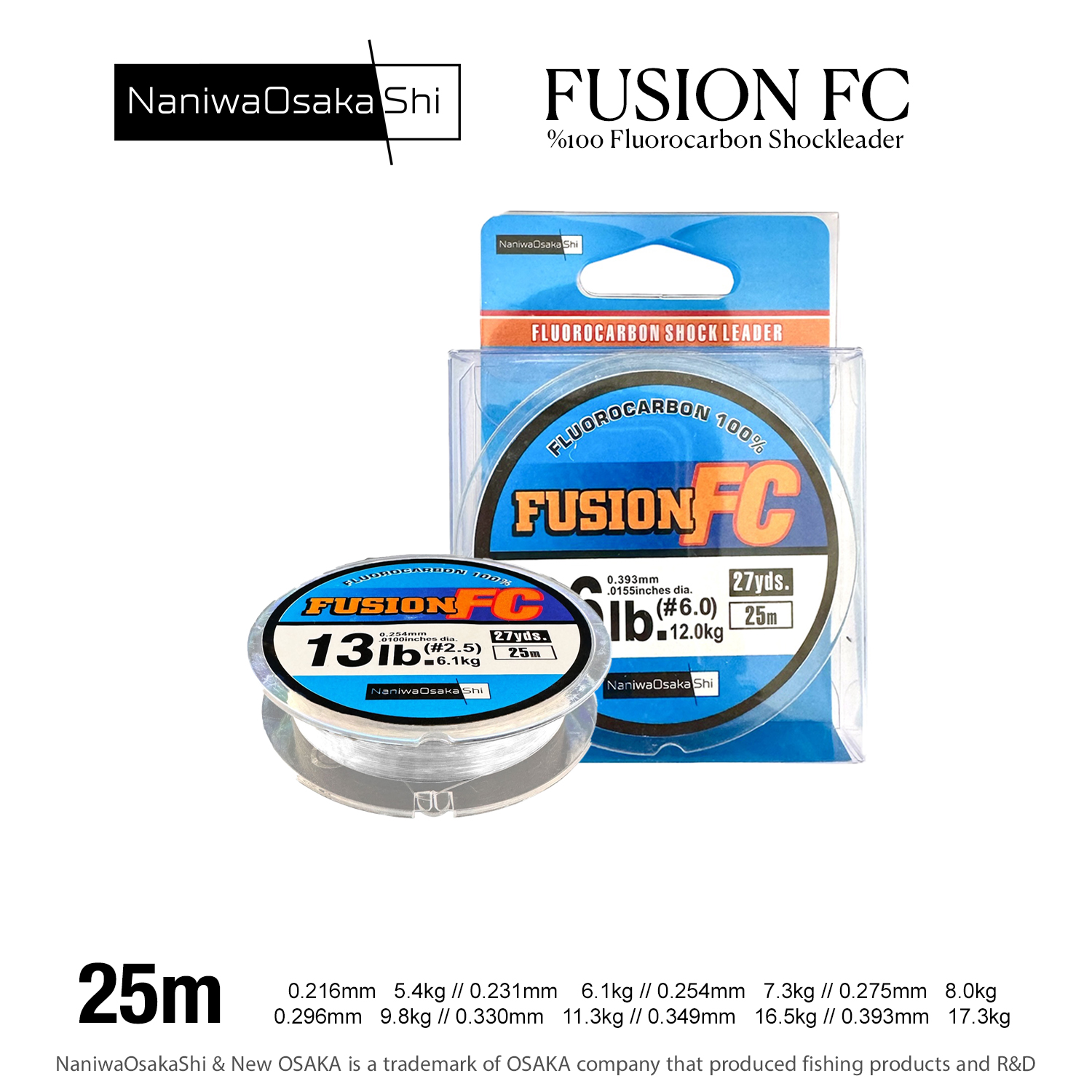 NaniwaOsakashi Fusion SL %100 25m Fluorocarbon Shock Leader