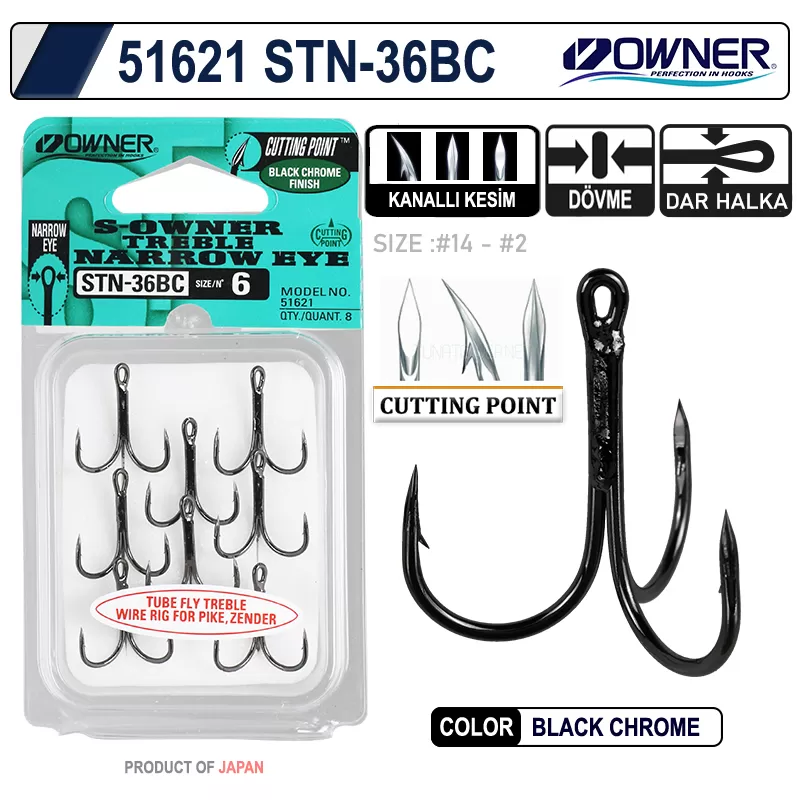Owner 51621 Stn -36 Black Chrome  Üçlü İğne