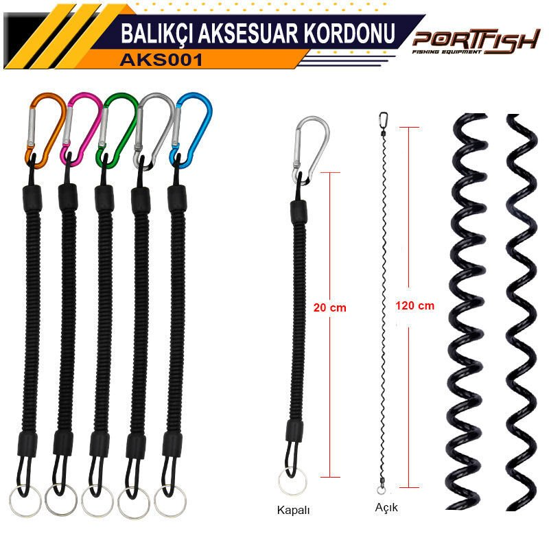 Portfish Karabinalı 5li Balıkçı Aksesuar Kordonu