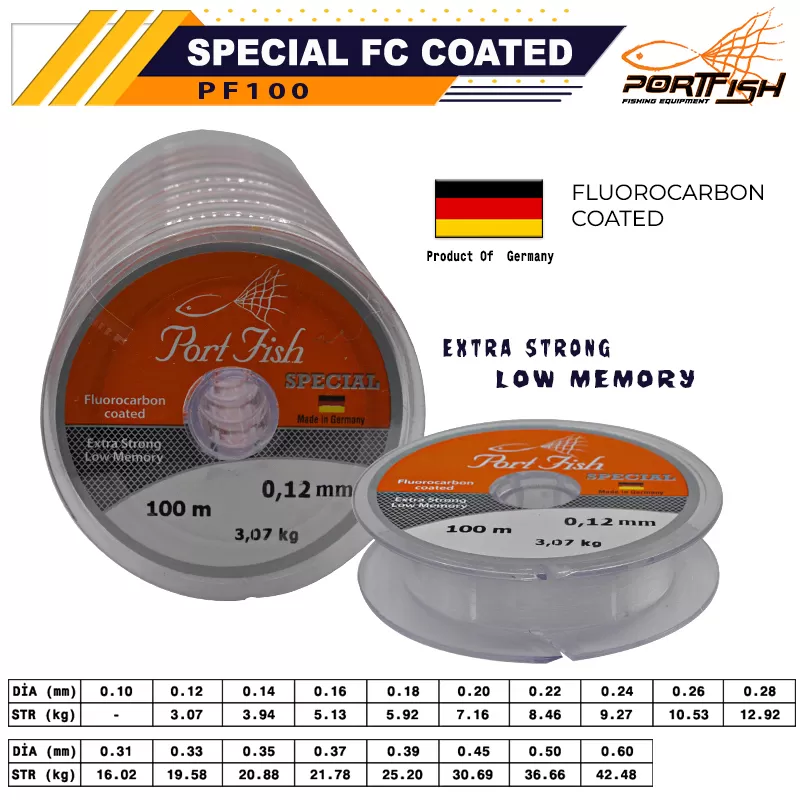 Portfish Special Fluoro Carbon Coated 100 mt Devamlı