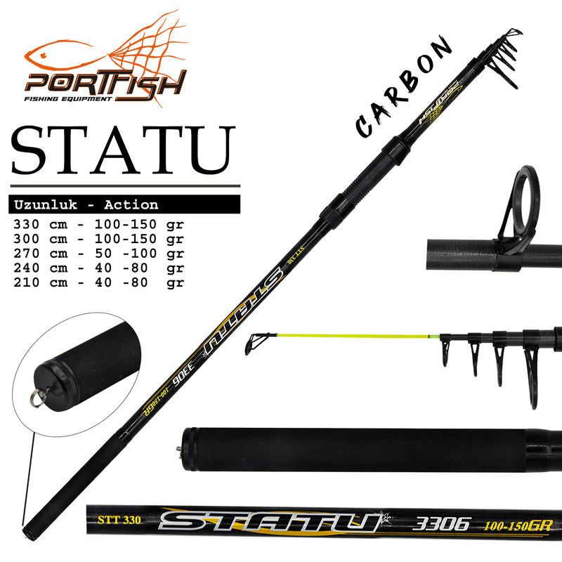 Portfish Statu 270cm 50-100gr Teleskopik Fiber Surf Olta Kamışı