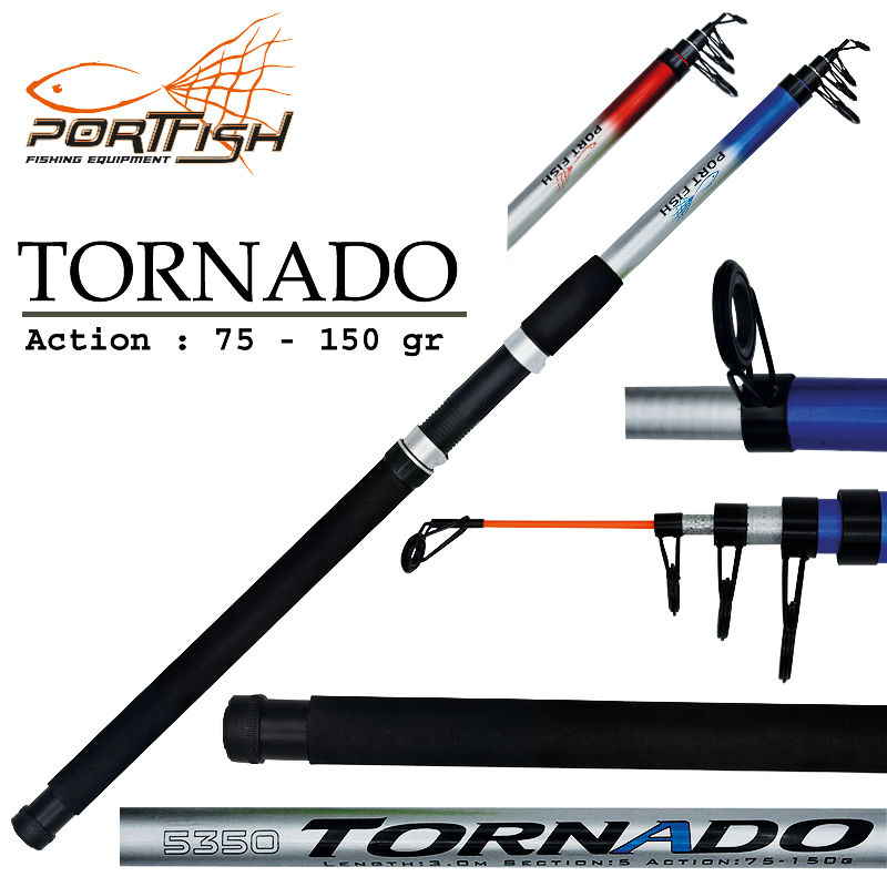 Portfish Tornado 300cm 75-150gr Kırmızı Teleskopik Fiber Olta Kamışı