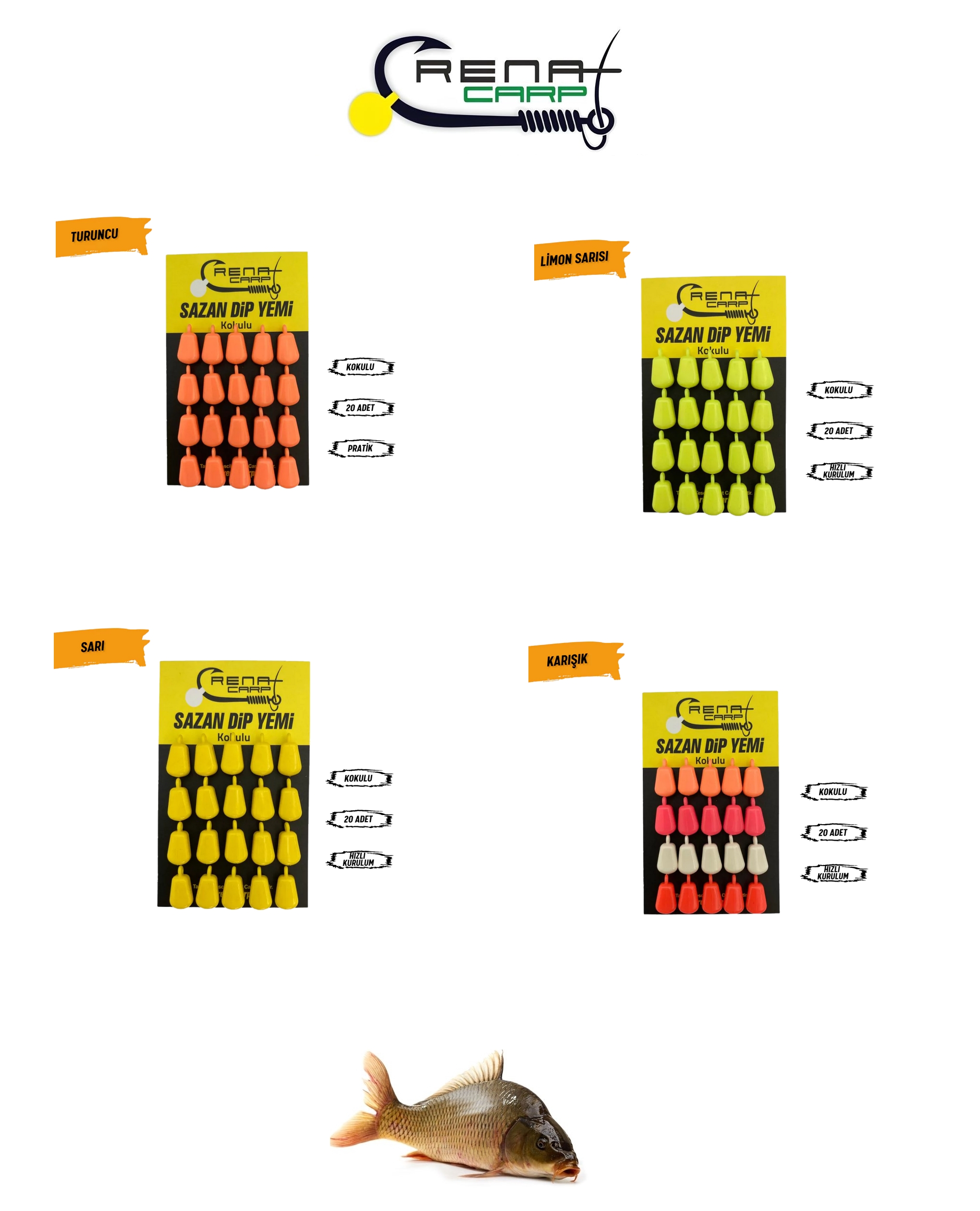 Renat Carp 20P Sazan Dip Yemi Vanilya Kokulu Delikli Mısır Silikon