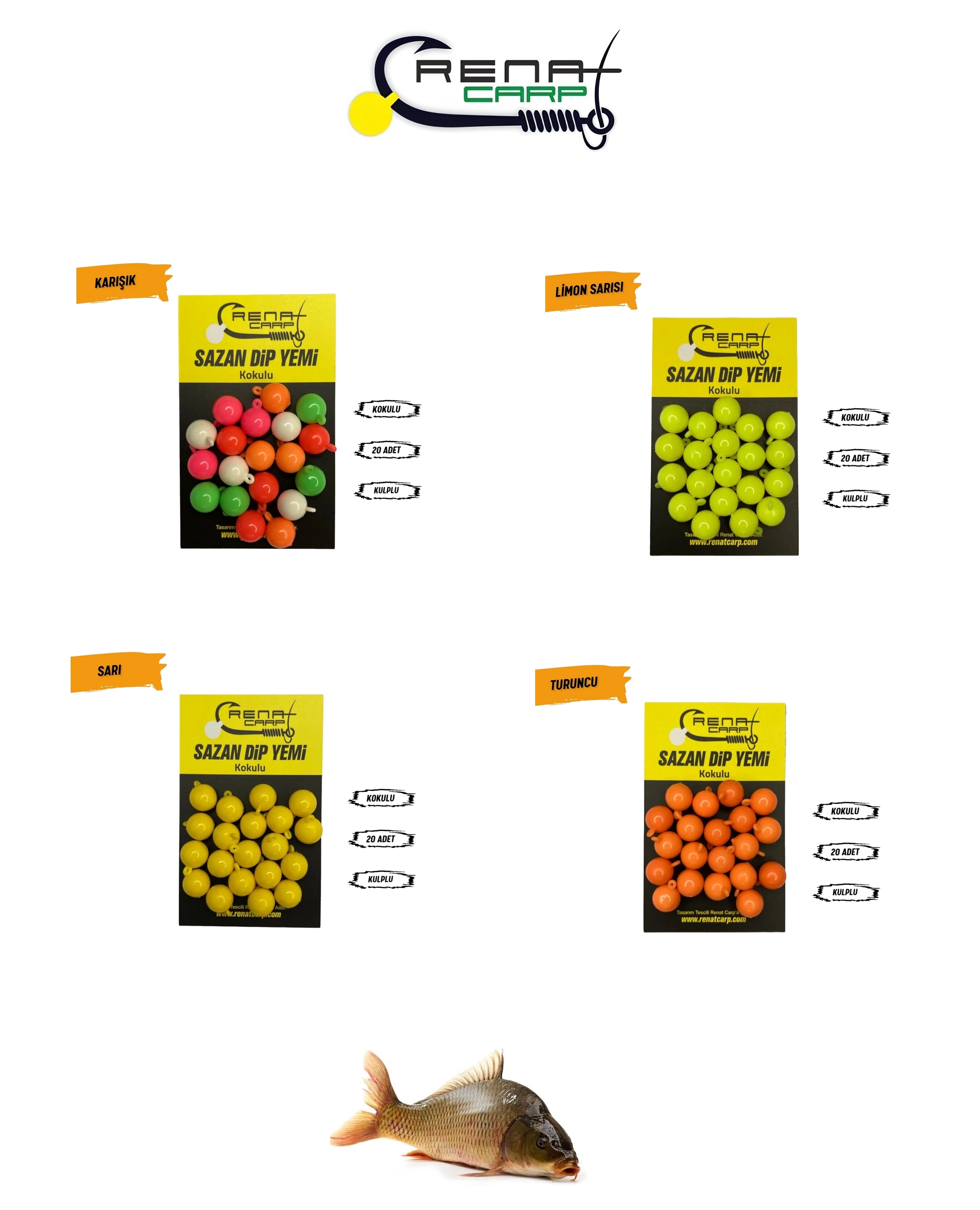 Renat Carp Küçük Boy 20P Vanilya Kokulu Pop-Up Sazan Dip Yemi