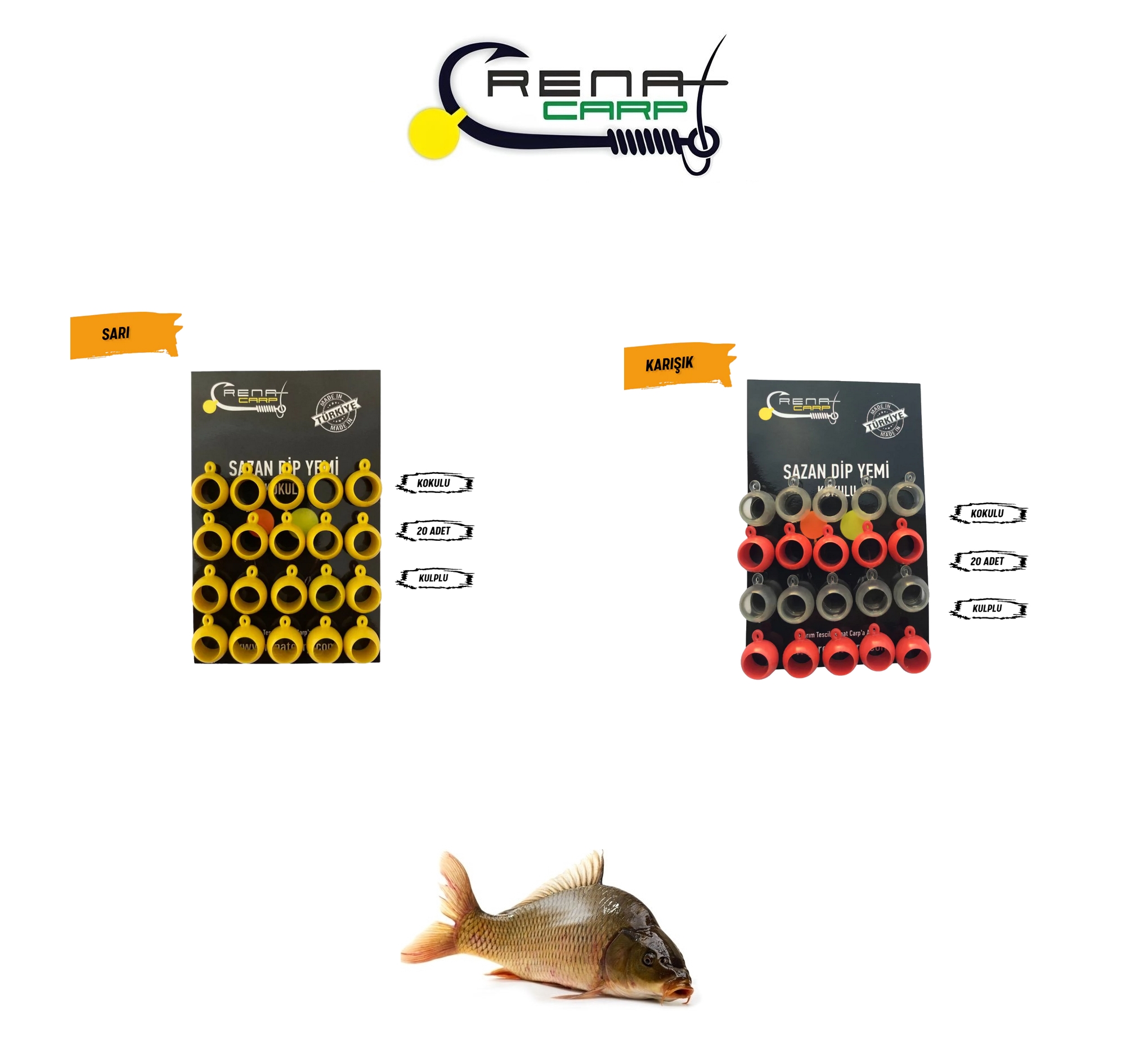 Renat Carp Sarı Kulplu ve Delikli  Kokulu Silikon Sazan Dip Yemi