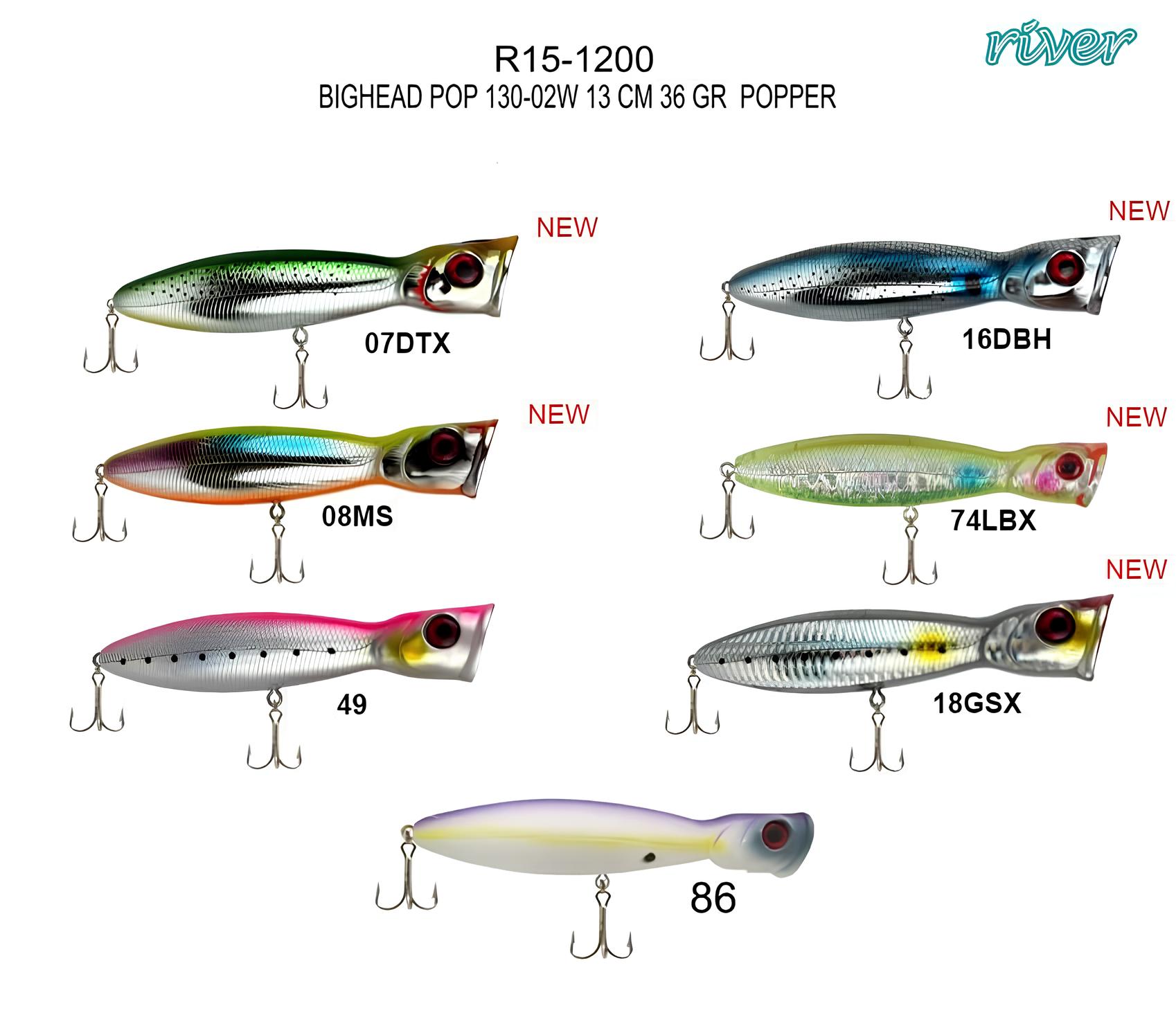 River Bighead Pop 130 13Cm 36G Popper Suni Sahte Maket Balık Yem