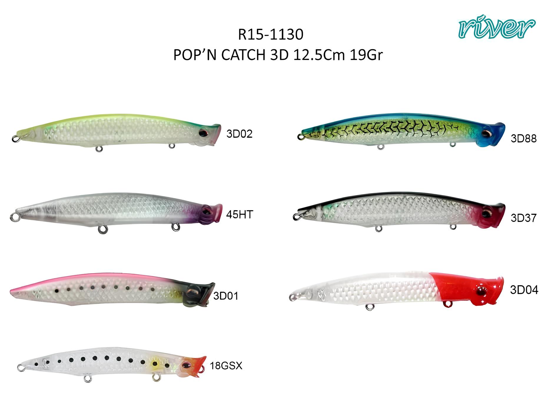River Pop.n Catch 3D 125 12.5cm 19Gr Popper Suni Sahte Maket Yem