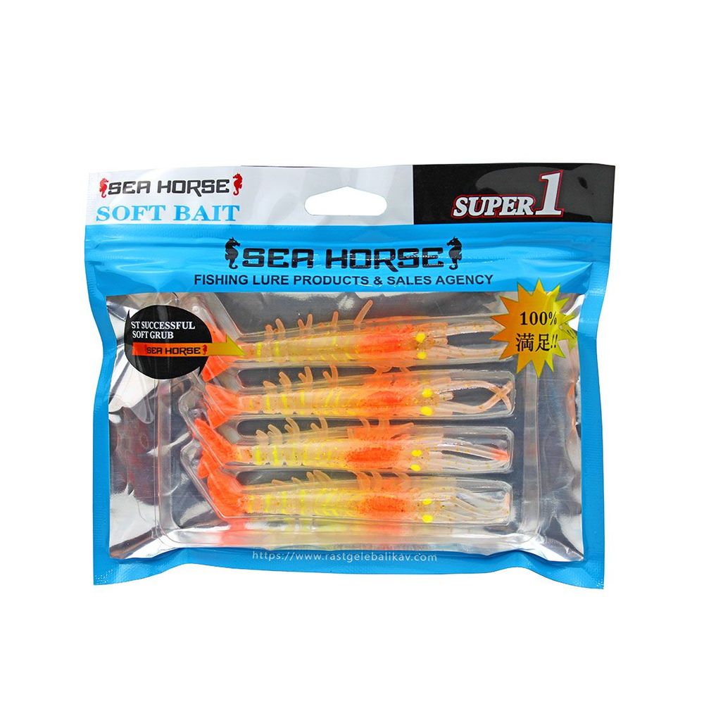 Sea Horse Manic Shrimp 7cm Uv Orange 4 Adet Silikon Karades Yem