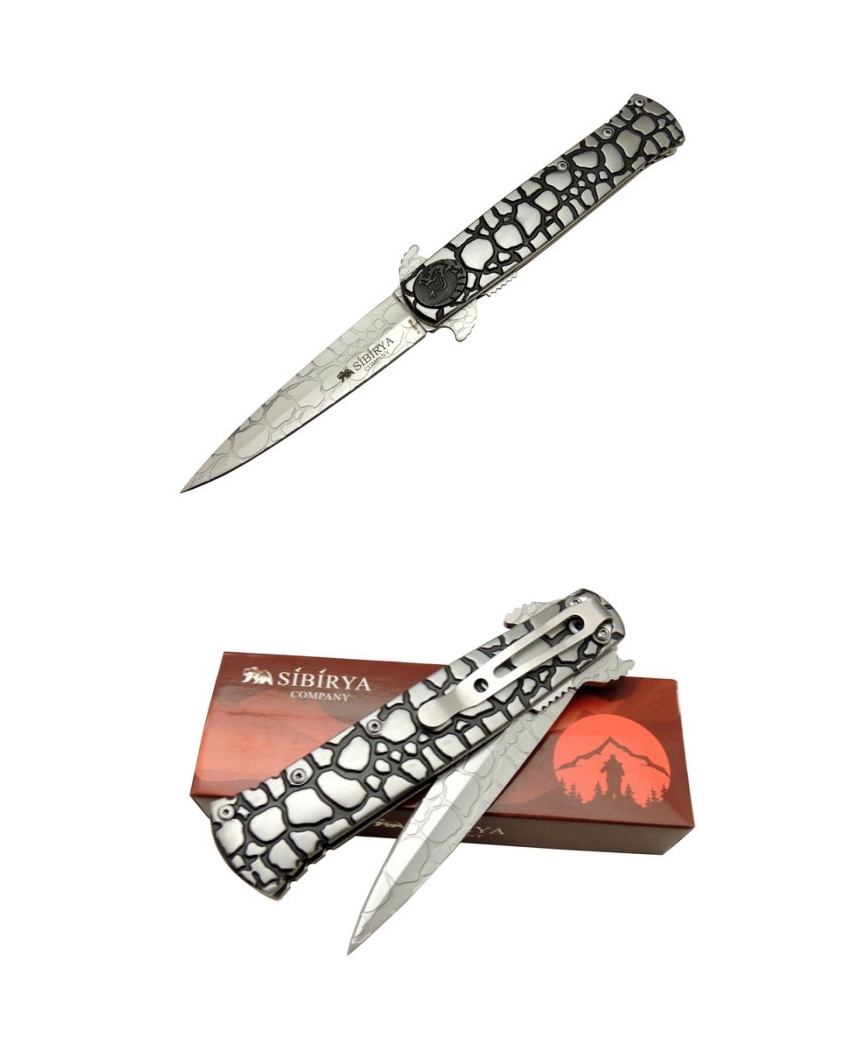 Sibirya S-2075B 21.5 CM Kobra Emniyet Kilitli Taşıma Klipsli Fantazi Çakı