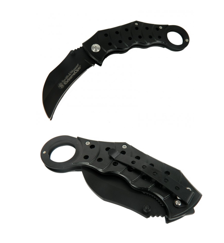 Smith Wesson ZH 225 18cm Taşıma Klipsli Siyah Karambit Çakı