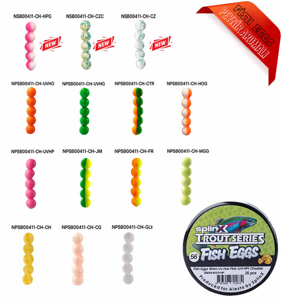 SpiinX Trout Series Fish Eggs 10mm 25P Cheddar All Glow Silikon Yem
