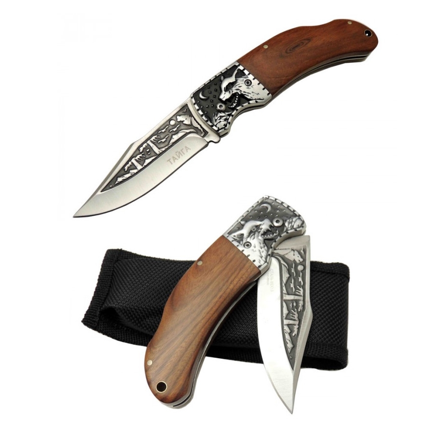 Tanta FB3032 20.5 CM Ahşap Gravür İşlemeli Rus Sibirya Kurdu Çakısı