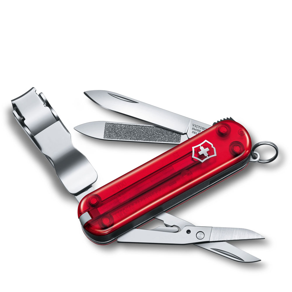 Victorinox 0.6463.T Nail Clip 580 Kırmızı Şeffaf Tırnak Makaslı İsviçre Çakısı