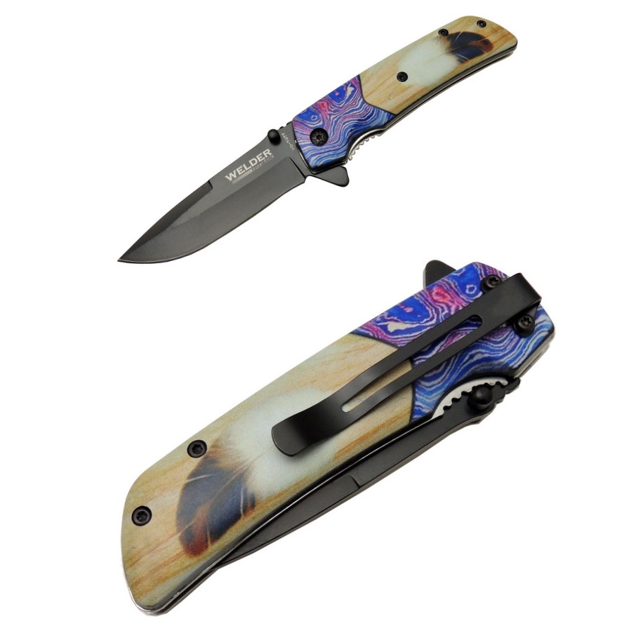 Welder WD-7077 20.5 CM Emniyet Kilitli Taşıma Klipsli Tüylü Çakı